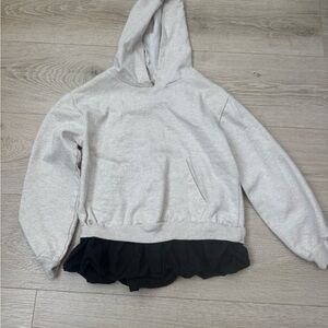 Jessica Simpson Light Gray Hoodie with Black Ruffle